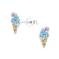 Children's 925 Sterling Silver Crystal Ice Cream Ear Stud