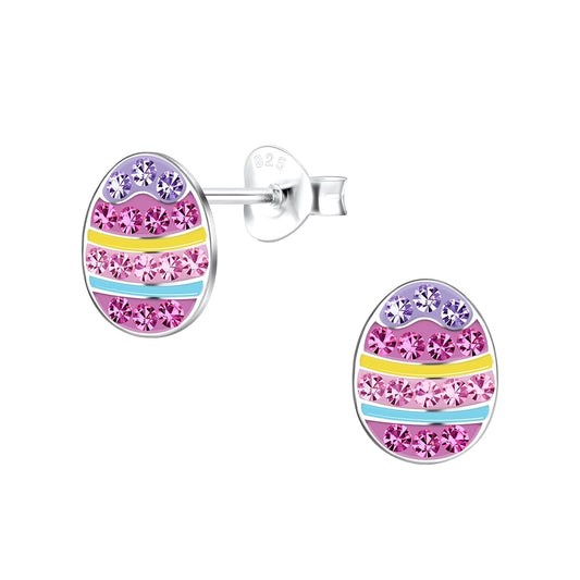 Children's Sterling Silver Crystal Easter Egg Stud Earrings