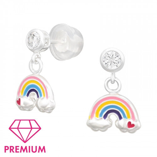 Children' Sterling Silver Rainbow Drop Earrings