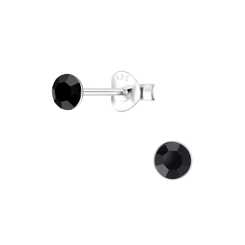 Sterling Silver 4mm Round CZ Stud Earrings - Choose Your Colour