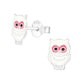 Children' Sterling Silver White Owl Stud Earrings