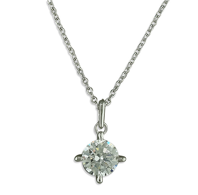 Sterling Silver cubic zirconia solitaire Necklace