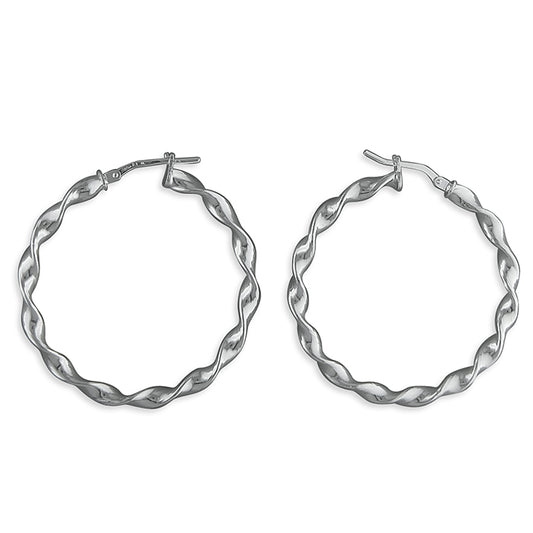 Sterling Silver 36mm Twist Hoop Earrings
