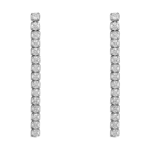 Sterling Silver Cubic Zirconia Line Drop Earrings