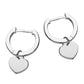 Sterling Silver Plain Heart on Huggie Hoop Hinged Earrings