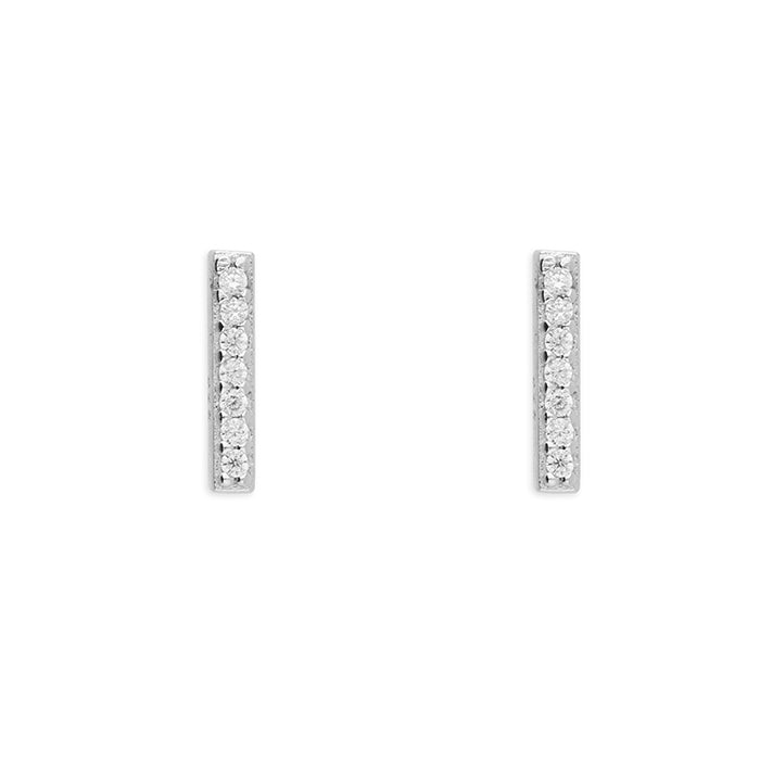 Sterling Silver Cubic Zirconia Alphabet Letter I Stud Earrings