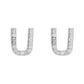 Sterling Silver Cubic Zirconia Alphabet Letter U Stud Earrings