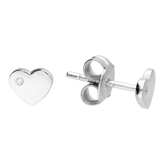 Children's Sterling Silver 4mm Small Heart Stud Earrings