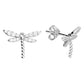 Sterling Silver Dragonfly Stud Earrings With Cubic Zirconia Stones