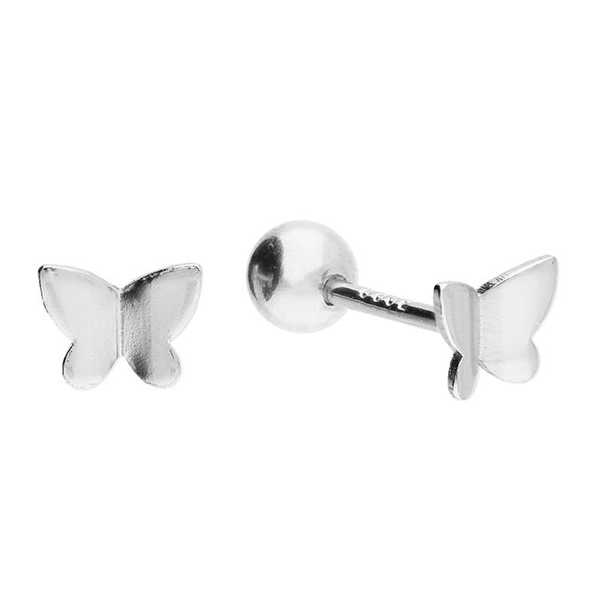 Children's Sterling Silver Butterfly Screw Back Bullet Earrings