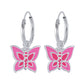 Children's Sterling Silver Pink Butterfly Hoop Earrings