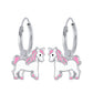 Children's Sterling Silver Crystal Unicorn Hoop Earrings