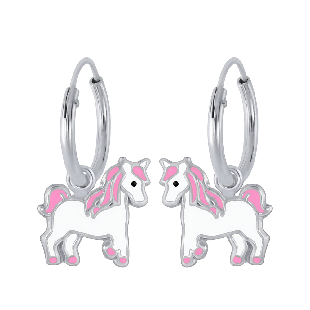 Children's Sterling Silver Unicorn Hoop Earrings