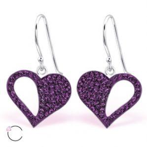 Heart Drop Real Sterling Silver Earrings Made With Swarovski Crystal Melchior Jewellery
