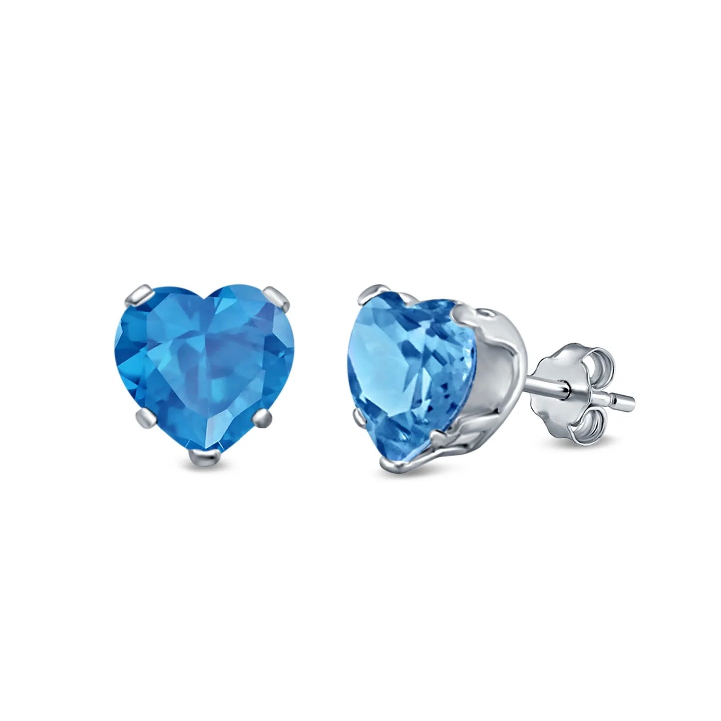 Sterling Silver Topaz Heart Stud Earrings