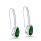 Sterling Silver Emerald CZ Teardrop Silver Birthstone Earrings