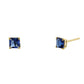 14K Yellow Gold 3mm Princess Cut Blue Sapphire CZ Earrings