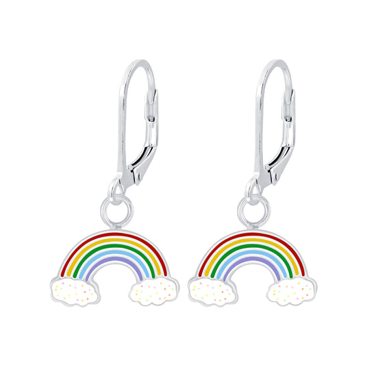 Children's Sterling Silver Rainbow Leverback Earrings