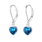 Girl's Sterling Silver Sapphire Heart Leverback Earrings