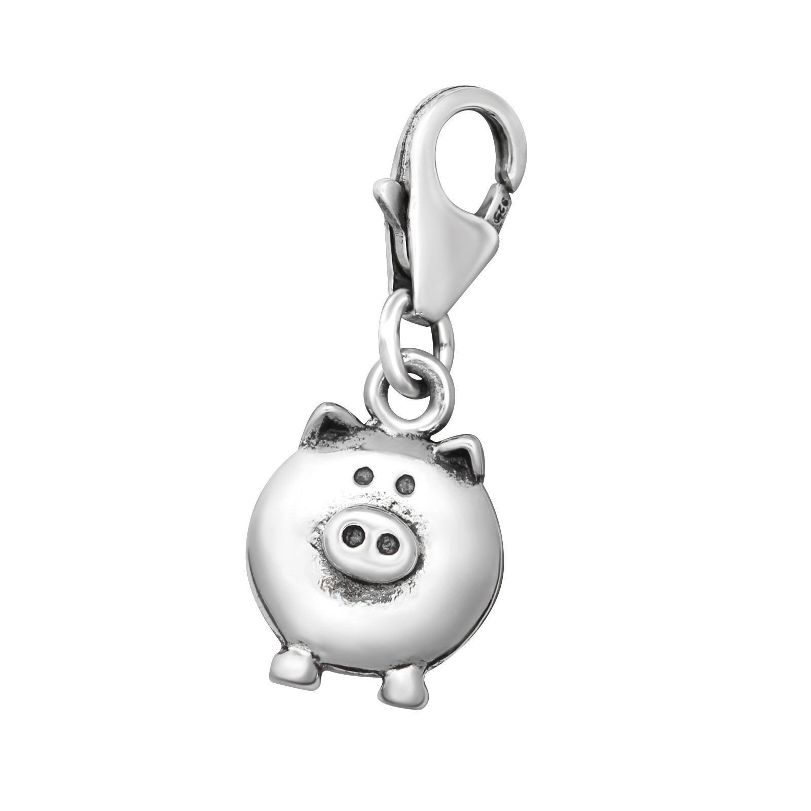 Sterling Silver Pig Clip On Charm - Melchior Jewellery 