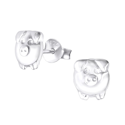 Children's Sterling Silver Pig Stud Earrings