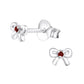 Children's Sterling Silver Tiny Bow January Birthstone Stud Earrings