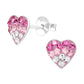 Children's Sterling Silver Pink Crystal Heart Stud Earrings