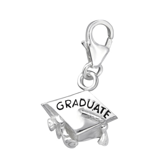 Sterling Silver Graduate Hat Clip on Charm