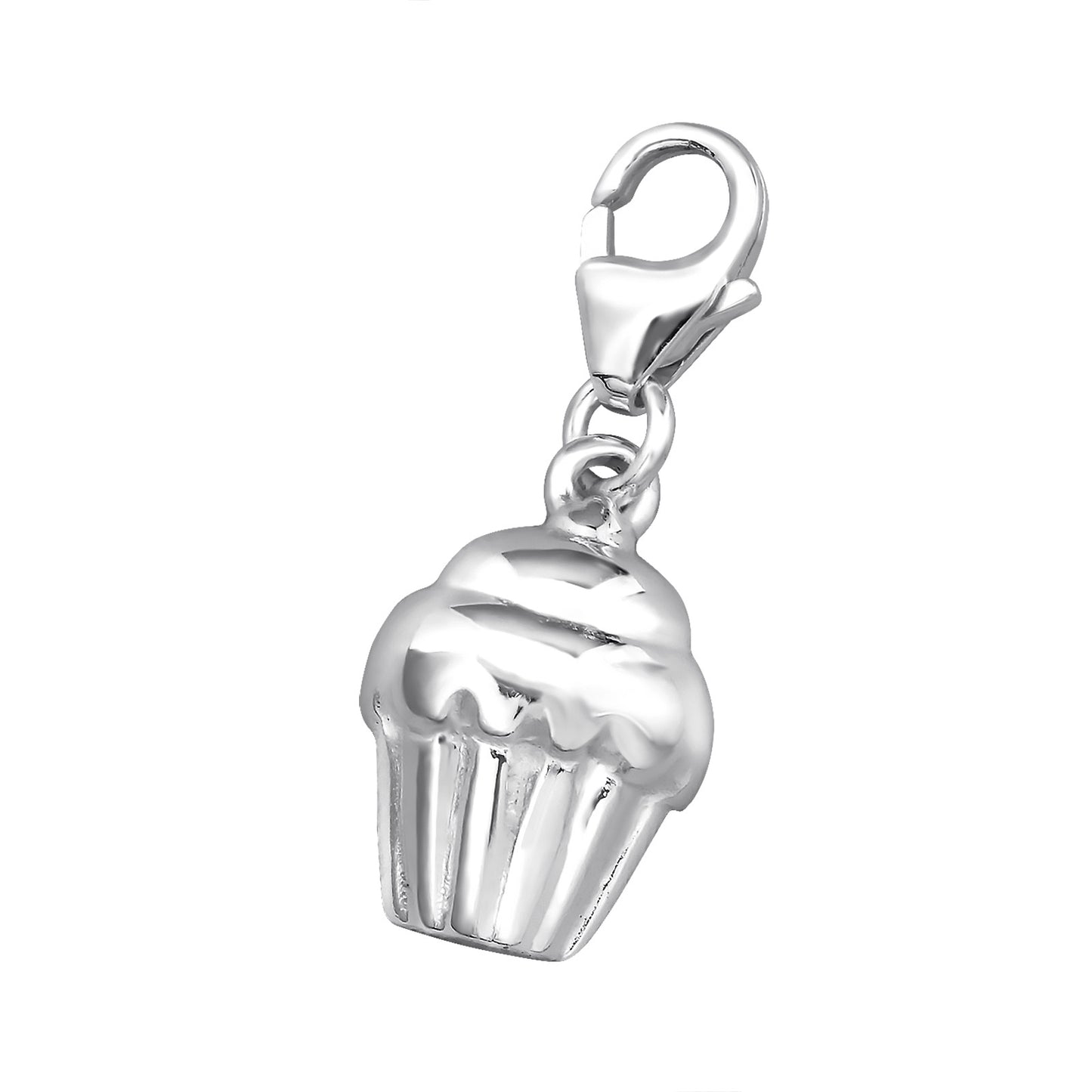 Sterling Silver Cupcake Clip on Charm