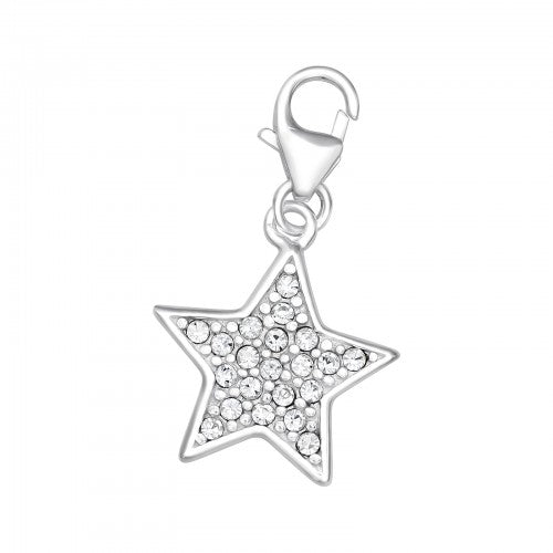 Sterling Silver Star CZ Clip On Charm