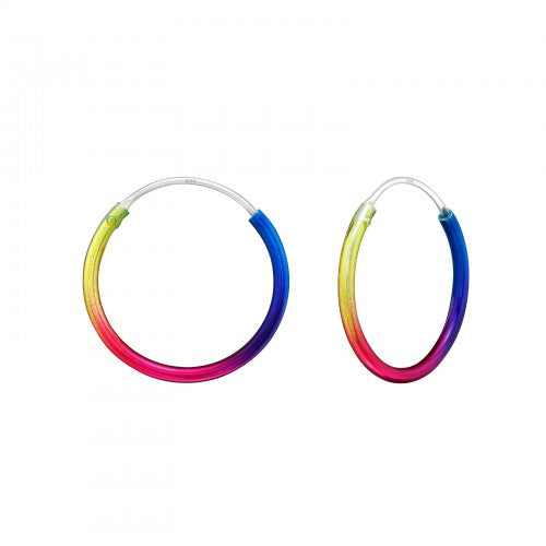 Children's Sterling Silver 16mm Multicoloured Hoop Earrings