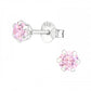 Sterling Silver Small 4mm Round Pink Stud Earrings