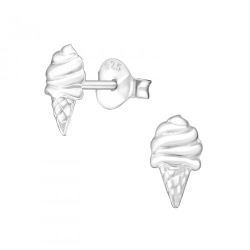 Children's Sterling Silver Plain Ice Cream Ear Stud