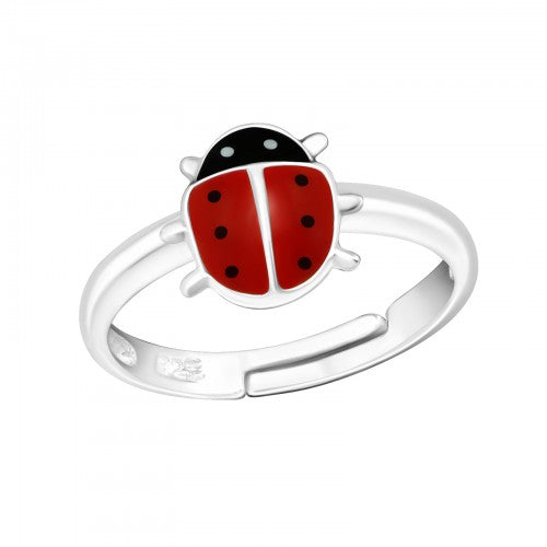 Children's Sterling Silver Adjustable Red Ladybird Ring