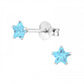 Children's Sterling Silver 4mm Aquamarine Star Stud Earrings