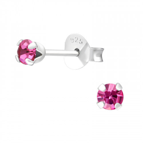 Sterling Silver 3mm Round Rose Cubic Zirconia Stud Earrings