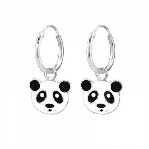 Children's Sterling Silver Panda Bear Hoop Earrings