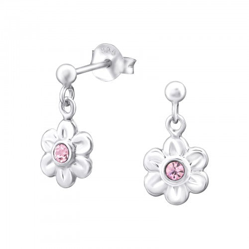 Children's Sterling Silver Daisy Flower Drop Earrings