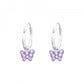 Children's Sterling Silver Crystal Butterfly Hoop Earrings
