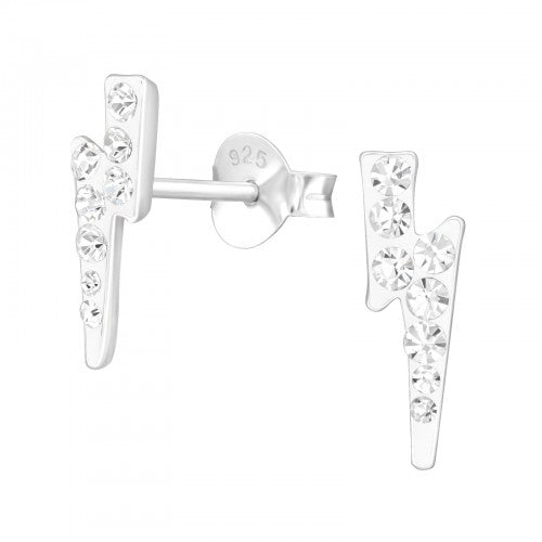 Children's Sterling Silver Thunder Lightening CZ Stud Earring