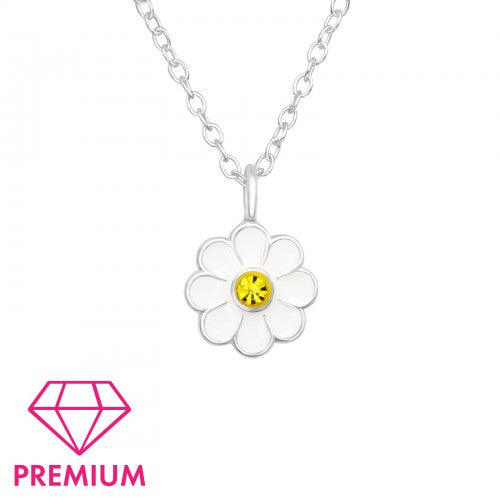 Children' Sterling Silver CZ Daisy Necklace
