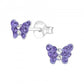 Children's Sterling Silver Purple Crystal Butterfly Stud Earrings