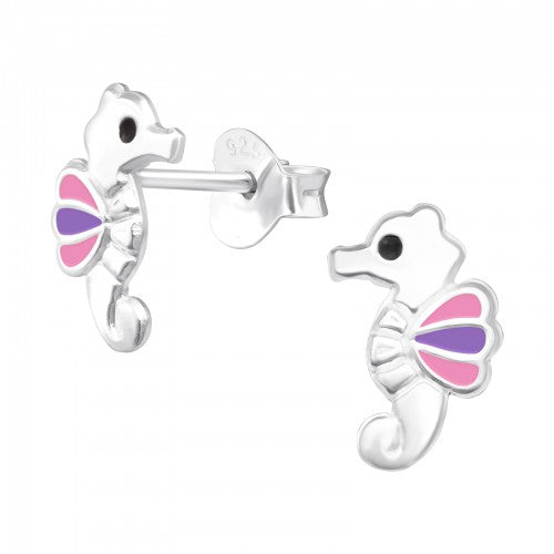 Children's Sterling Silver Seahorse Stud Earring