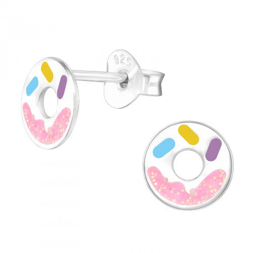 Children's Sterling Silver Colourful Donut Stud Earrings