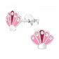 Children's Sterling Silver CZ Pink Shell Stud Earrings