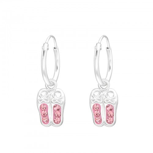 Children's Sterling Silver Ballerina Shoes Hoop Earrings - Melchior Jewellery 