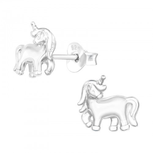 Children's 925 Sterling Silver Unicorn Stud Earrings
