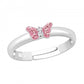 Children's Sterling Silver Adjustable Small Pink Butterfly Ring