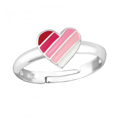 Children's Sterling Silver Red & Pink Heart Ring
