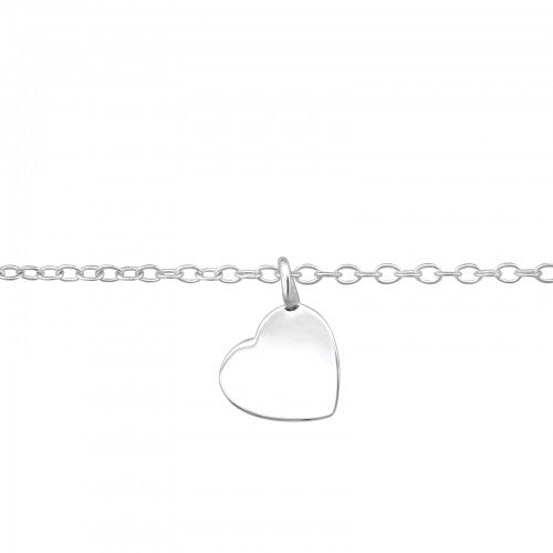 Sterling Silver Plain Heart Bracelet